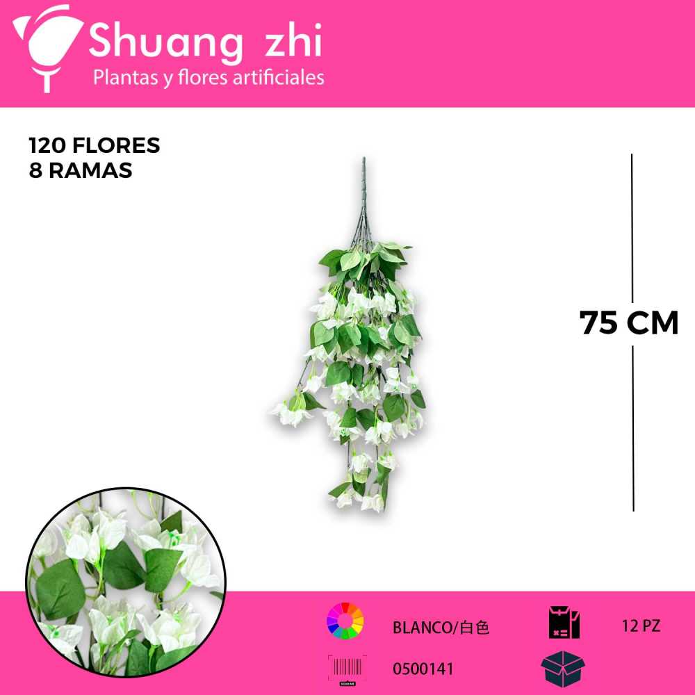 COLGANTE BUGANVILLA BLANCO 75CM