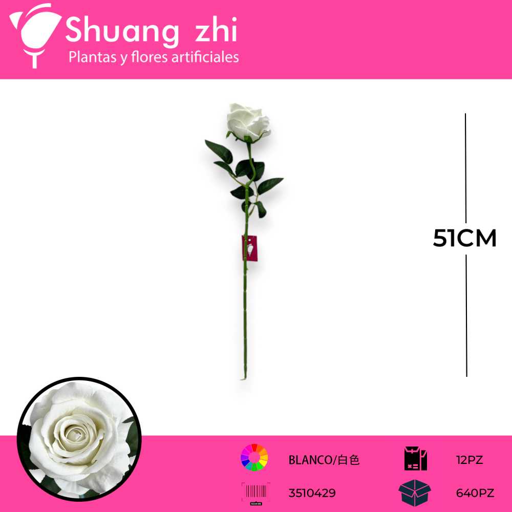 VARA ROSA BLANCO 51CM
