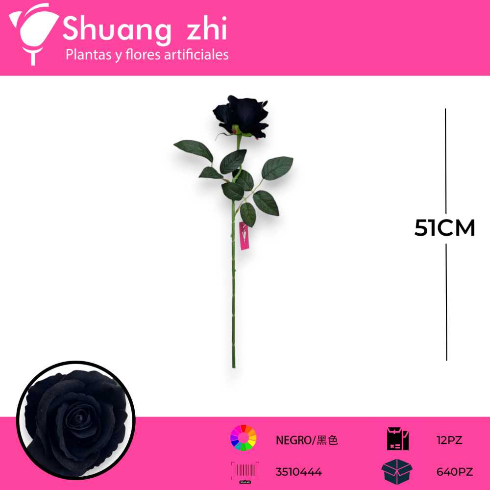 VARA ROSA NEGRO 51CM