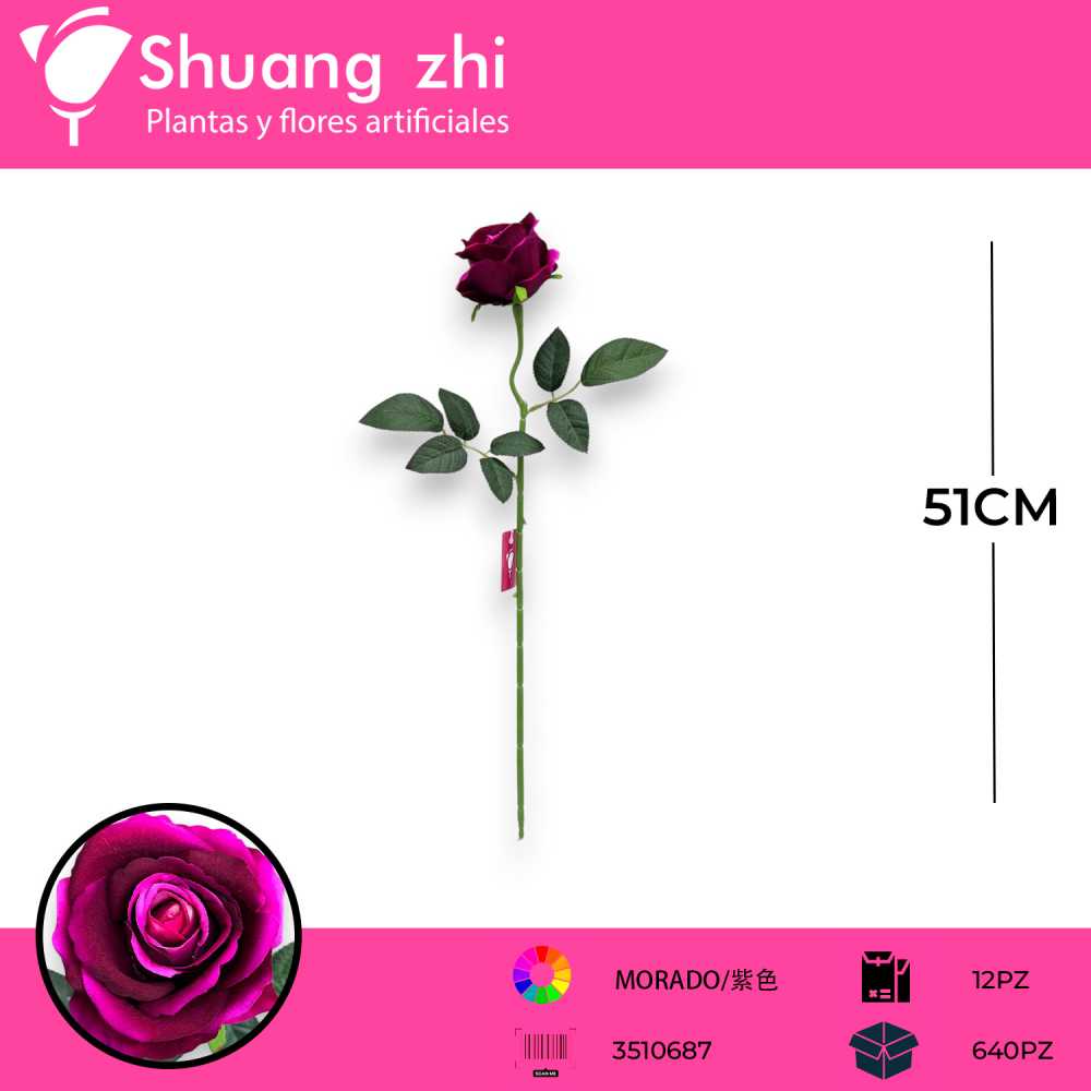 VARA ROSA MORADO 51CM