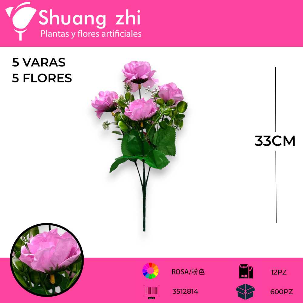 FLOR MINI SAKURA 5 VARAS FUCSIA