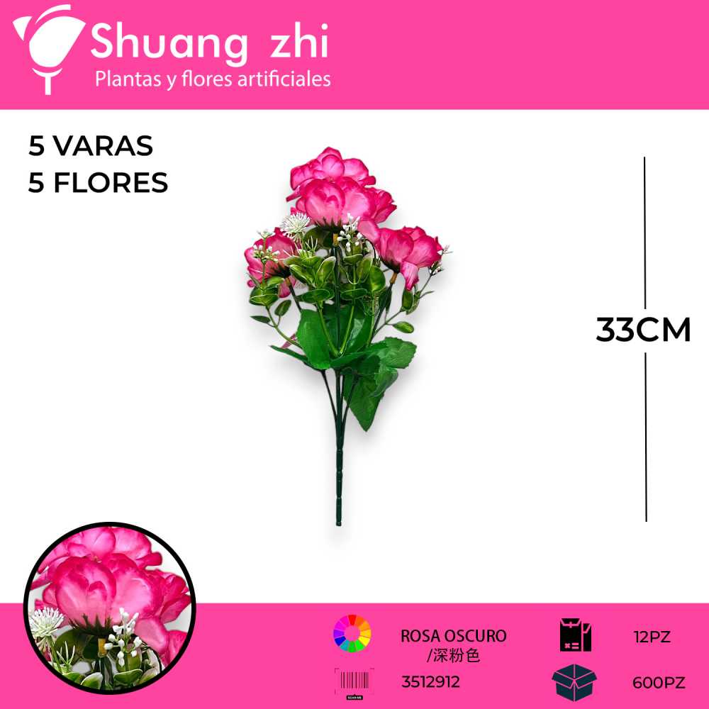 FLOR MINI SAKURA 5 VARAS ROSA