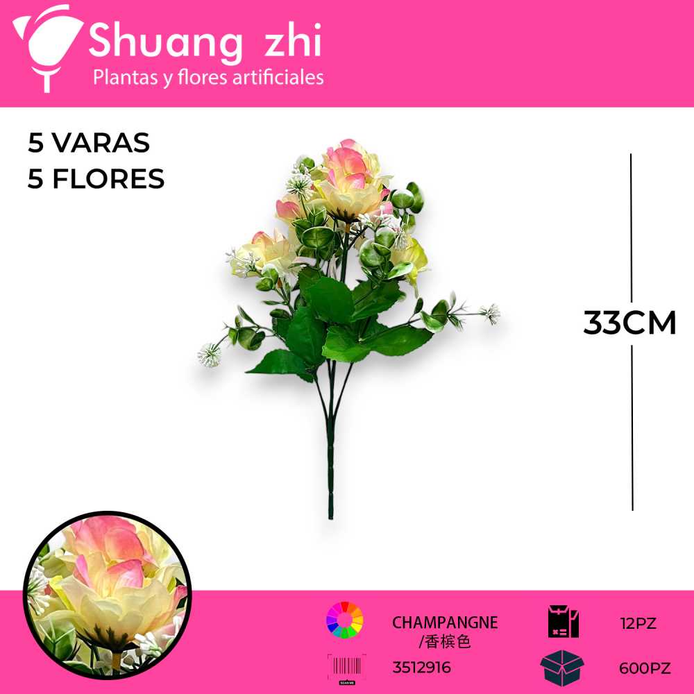 FLOR MINI SAKURA 5 VARAS CHAMPANGNE