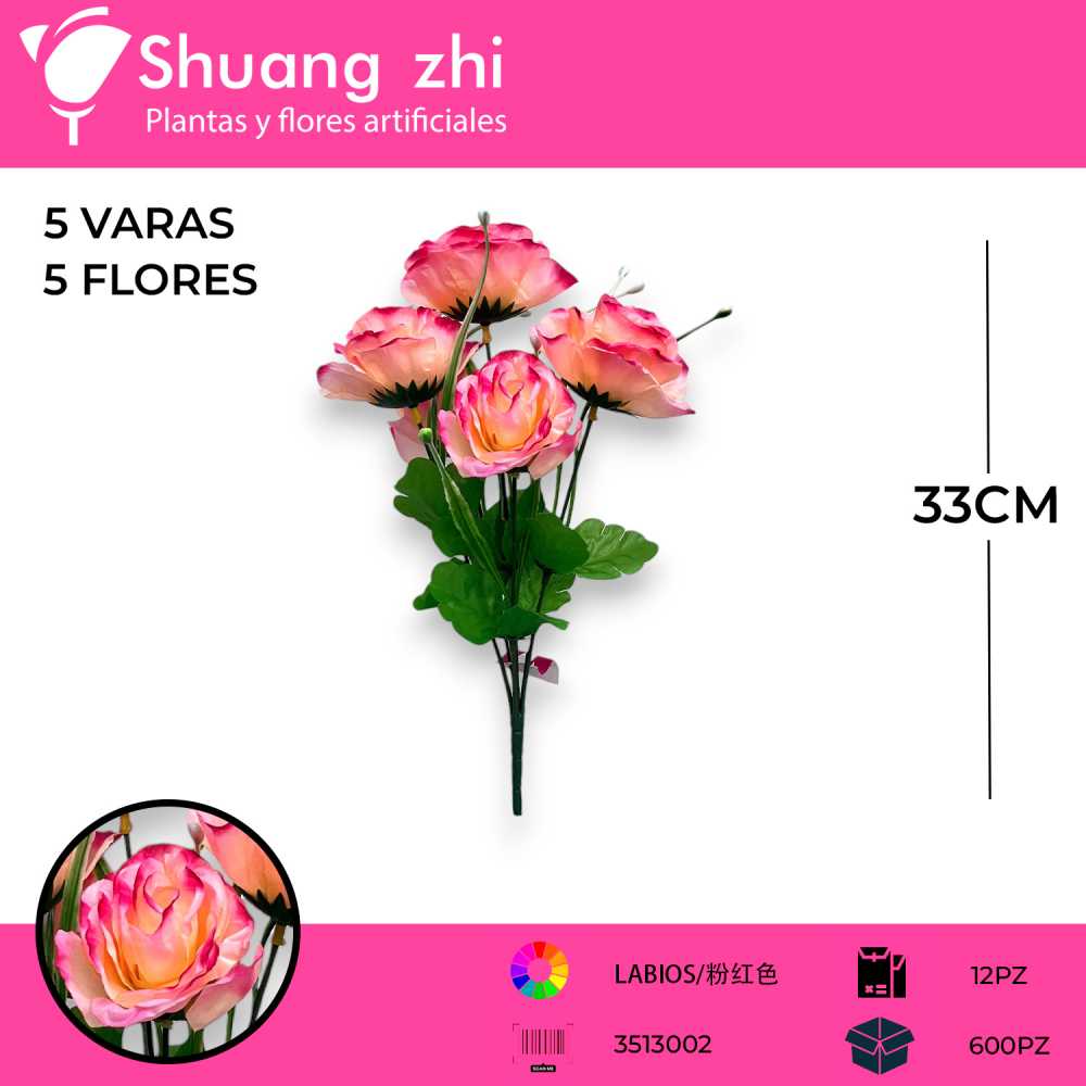 FLOR MINI ROSA 5 VARAS ROSA