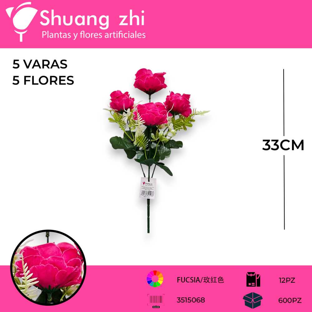 FLOR MINI JADE 5 VARAS FUCSIA