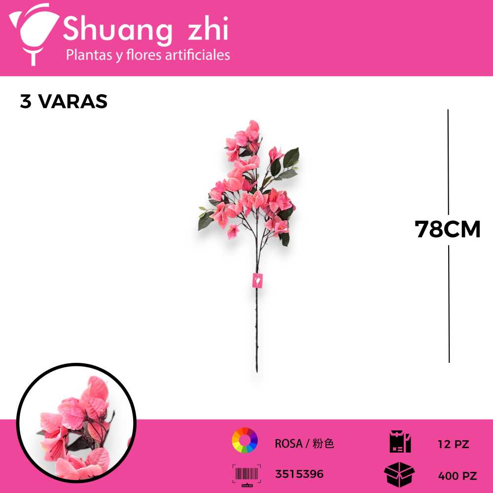 VARA BUGANVILLA ROSA 78CM