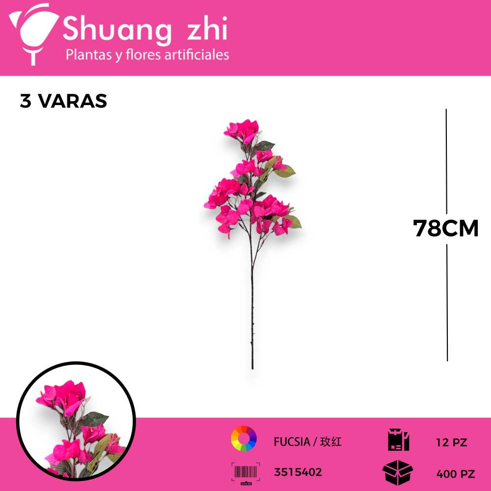 VARA BUGANVILLA FUCSIA 78CM