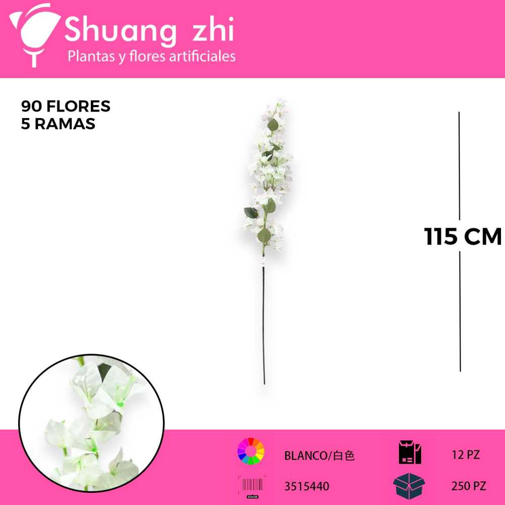 VARA BUGANVILLA BLANCA 120CM
