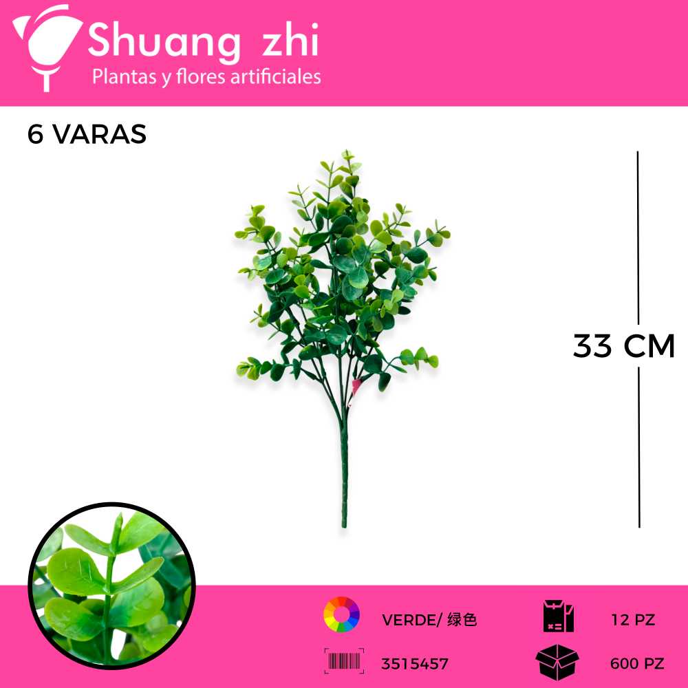 FOLLAJE DOLAR 6 VARAS 33 CM VERDE
