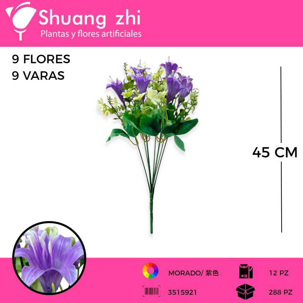 RAMO FLOR LILI 9 VARAS MORADO