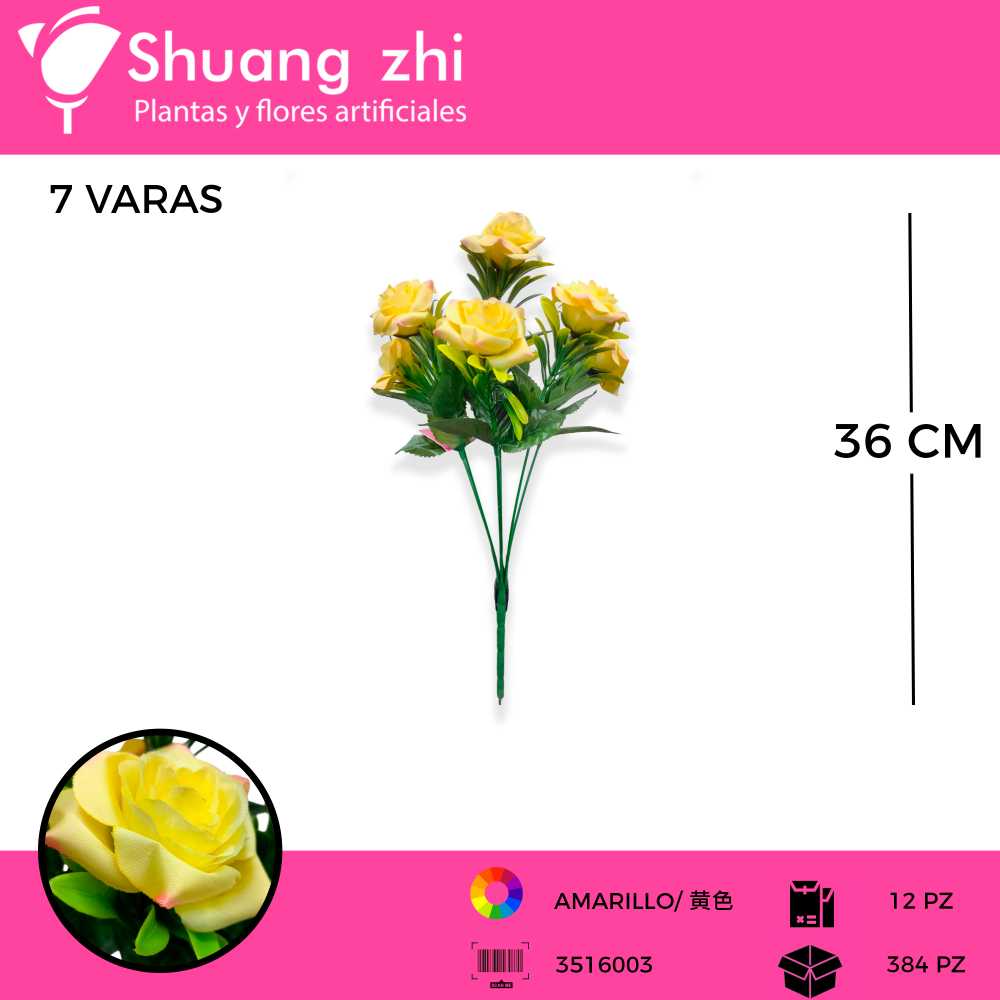 RAMO FLOR 7 VARAS COLOR AMARILLO 36 CM