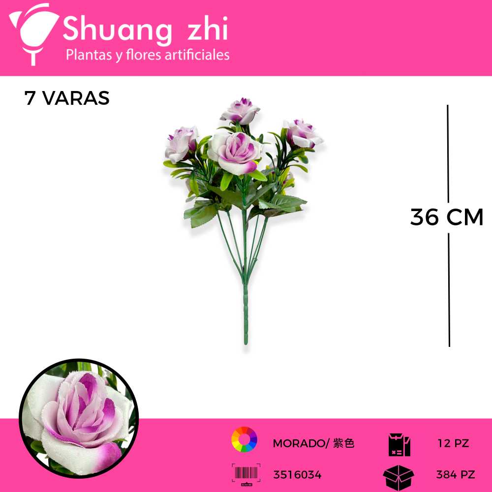RAMO FLOR 7 VARAS COLOR MORADO 36 CM