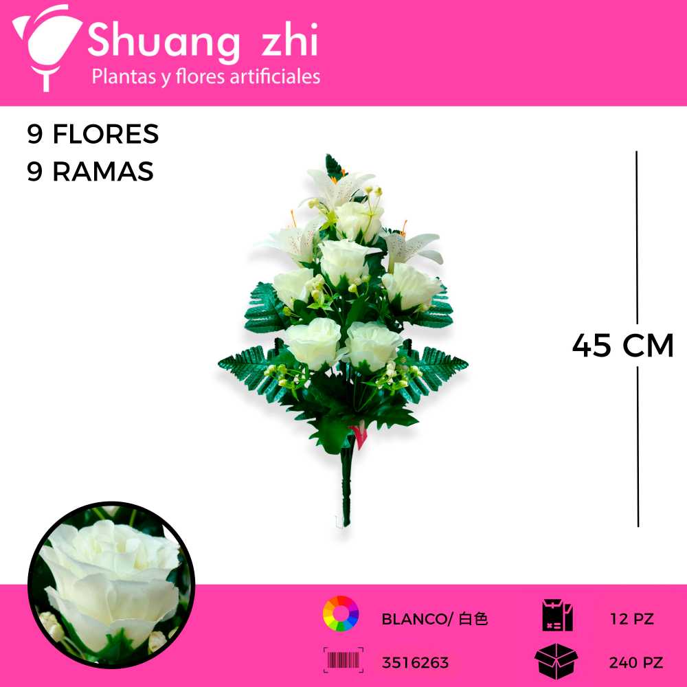 RAMO FLOR COMBINADO ROSA LILI 9 VARAS