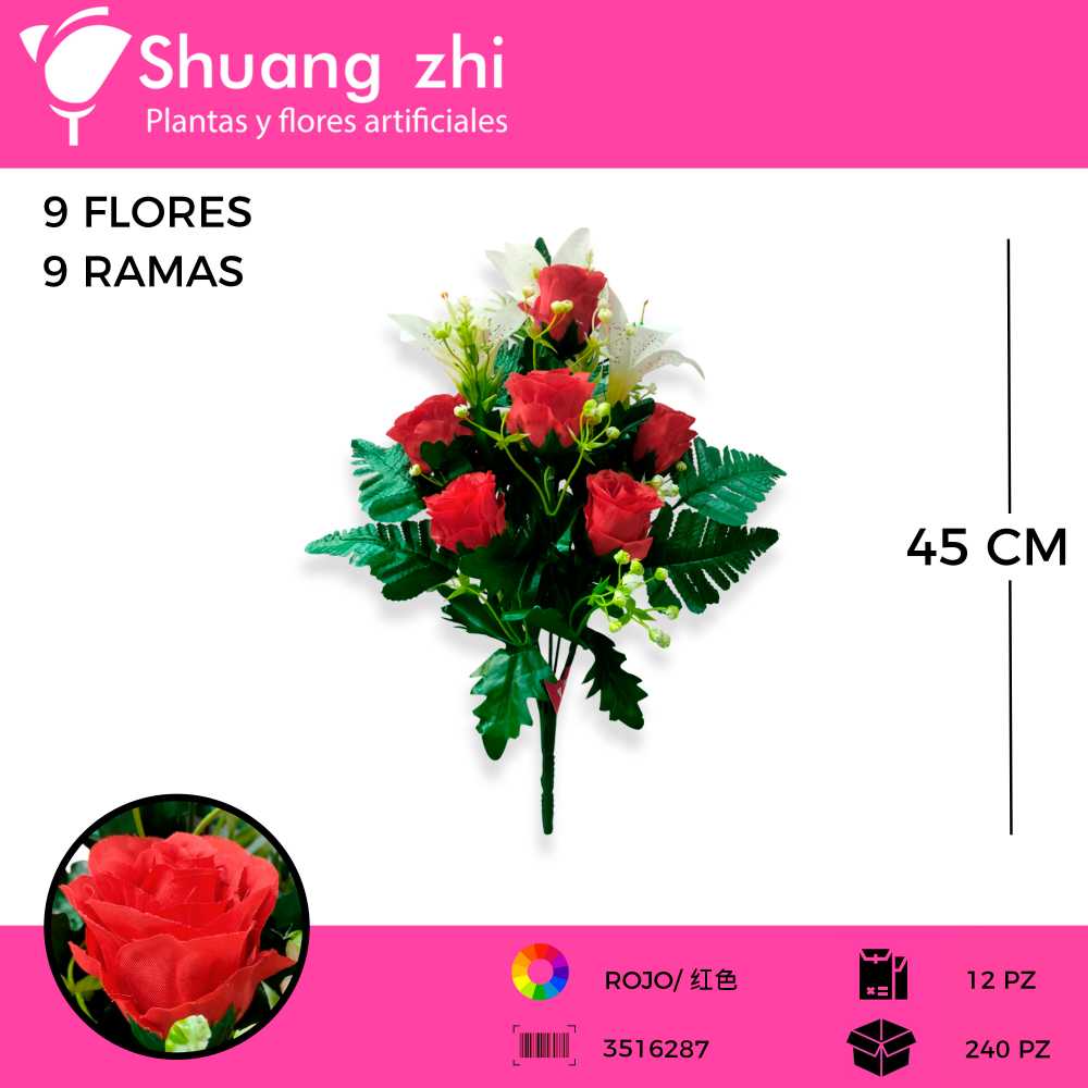 RAMO FLOR COMBINADO ROSA LILI 9 VARAS
