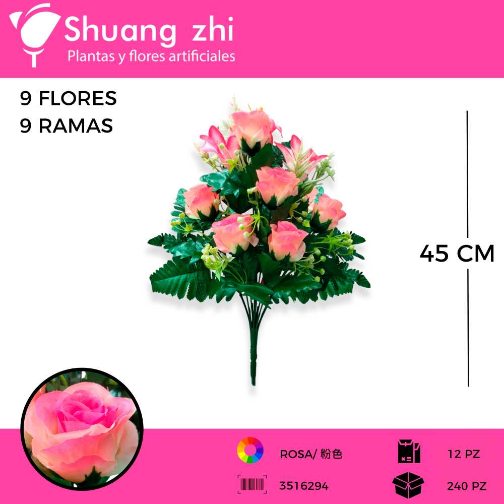 RAMO FLOR COMBINADO ROSA LILI 9 VARAS