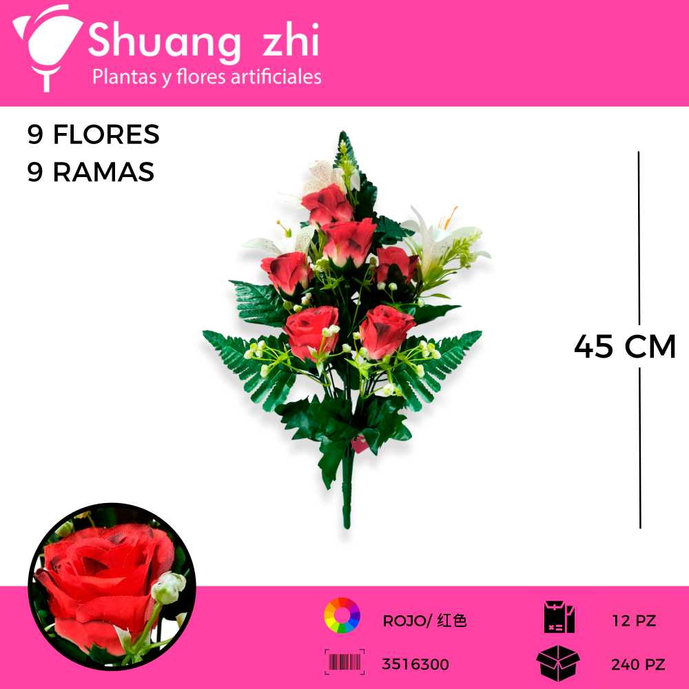 RAMO FLOR COMBINADO ROSA LILI 9 VARAS