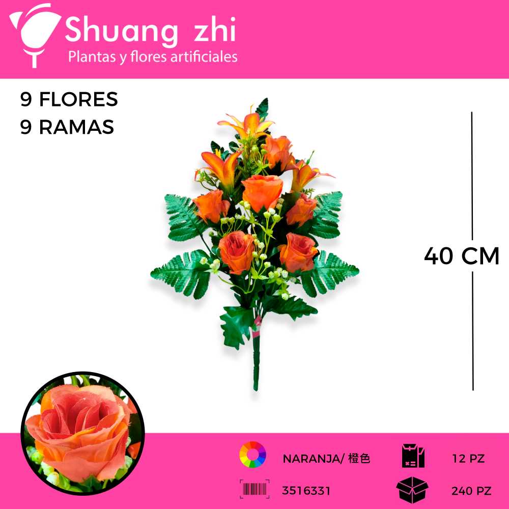 RAMO FLOR COMBINADO ROSA LILI 9 VARAS
