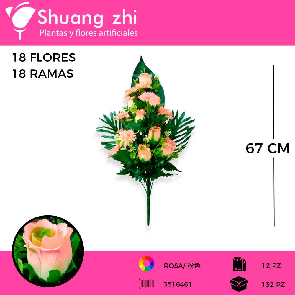 RAMO FLOR COMBIANDO ROSA DALIA 18 VARAS