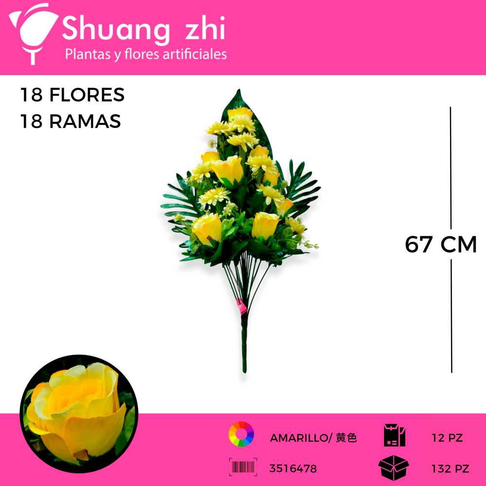 RAMO FLOR COMBIANDO ROSA DALIA 18 VARAS
