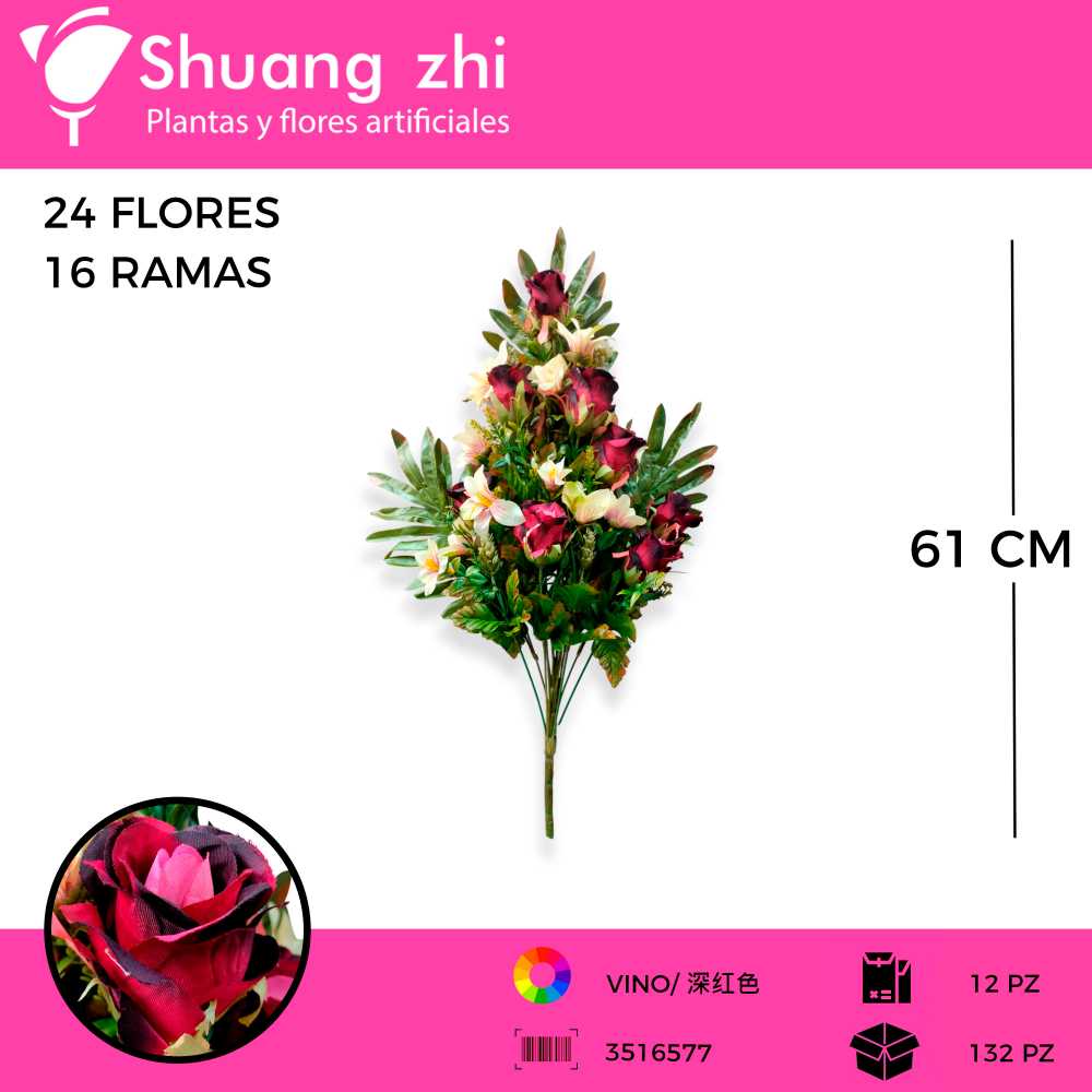 RAMO COMBINADO ROSA LILI 18 VARAS