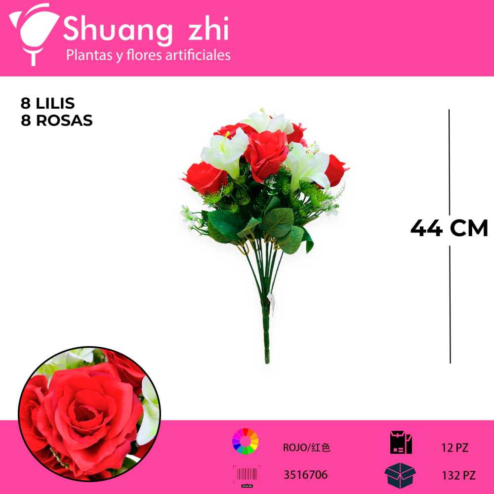 RAMO FLOR COMBINADO ROSA LILI  ROJO?1789511828
