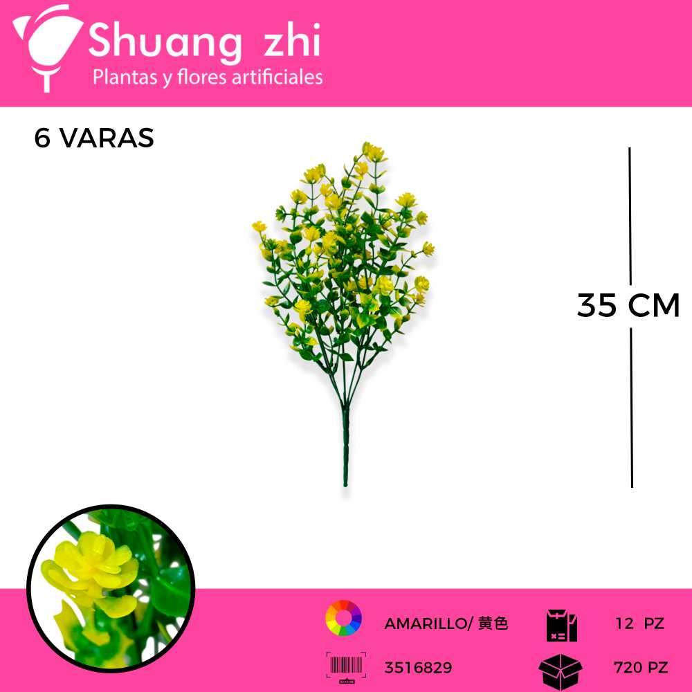 FOLLAJE AMARILLO 6 VARAS 35 CM