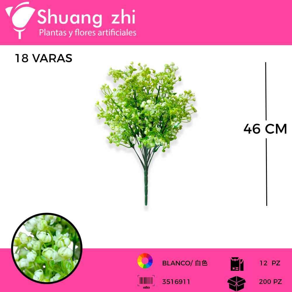 FOLLAJE BLANCO 18 VARAS 46 CM