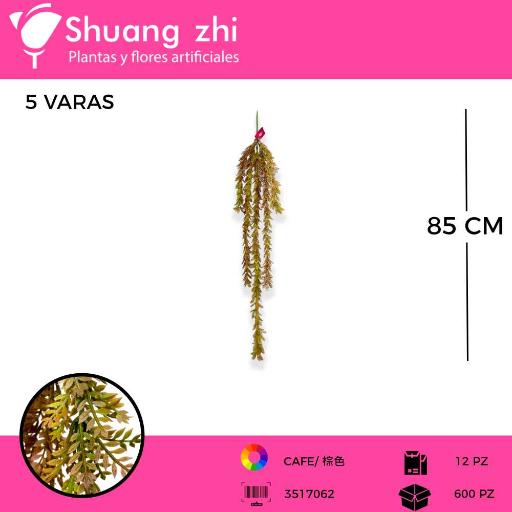 COLGANTE 5 VARAS COLOR CAFE 85 CM