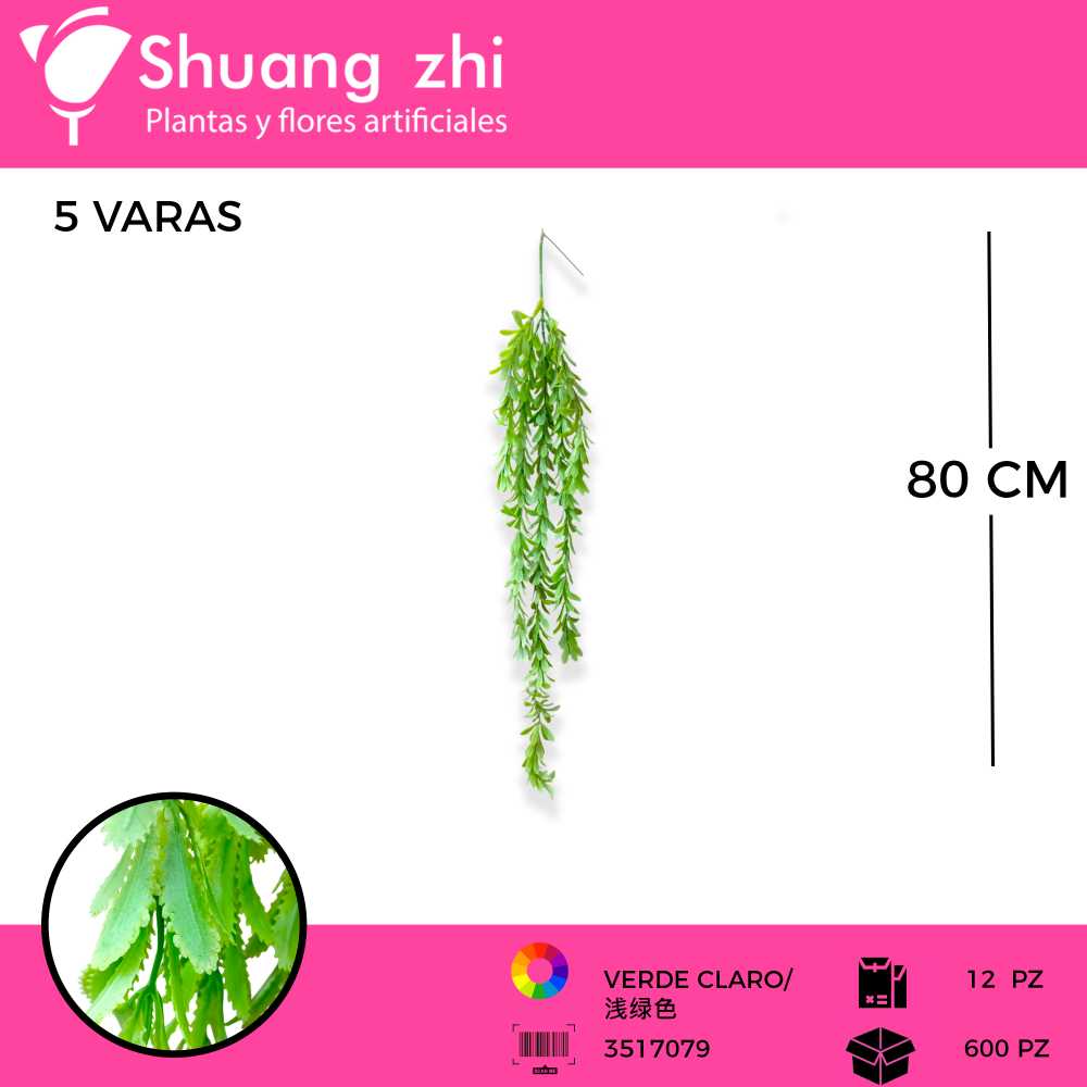 COLGANTE VERDE CLARO 5 VARAS 80 CM