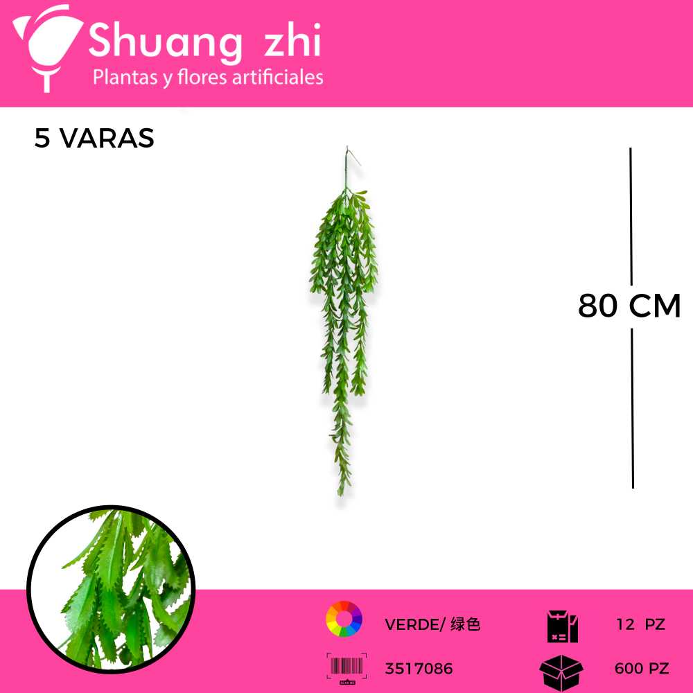 COLGANTE VERDE 5 VARAS 80 CM