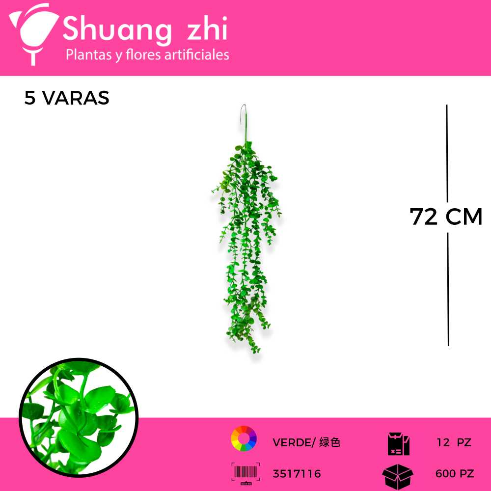 COLGANTE VERDE 5 VARAS 72 CM
