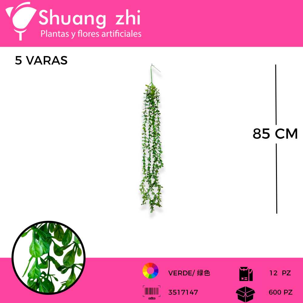 COLGANTE VERDE 5 VARAS 85 CM