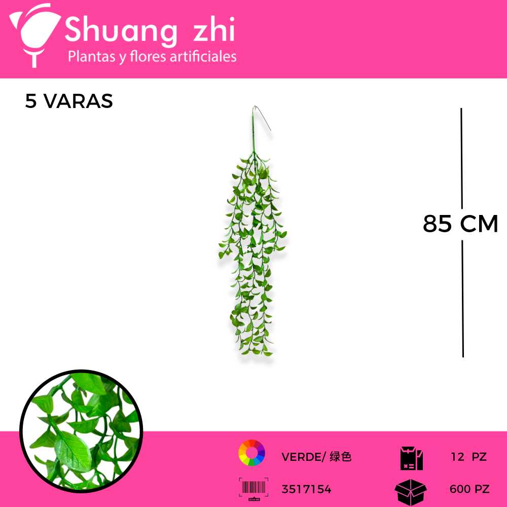 COLGANTE VERDE 5 VARAS 85 CM