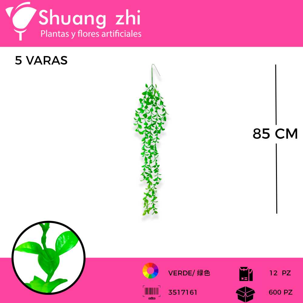 COLGANTE VERDE 5 VARAS 85 CM