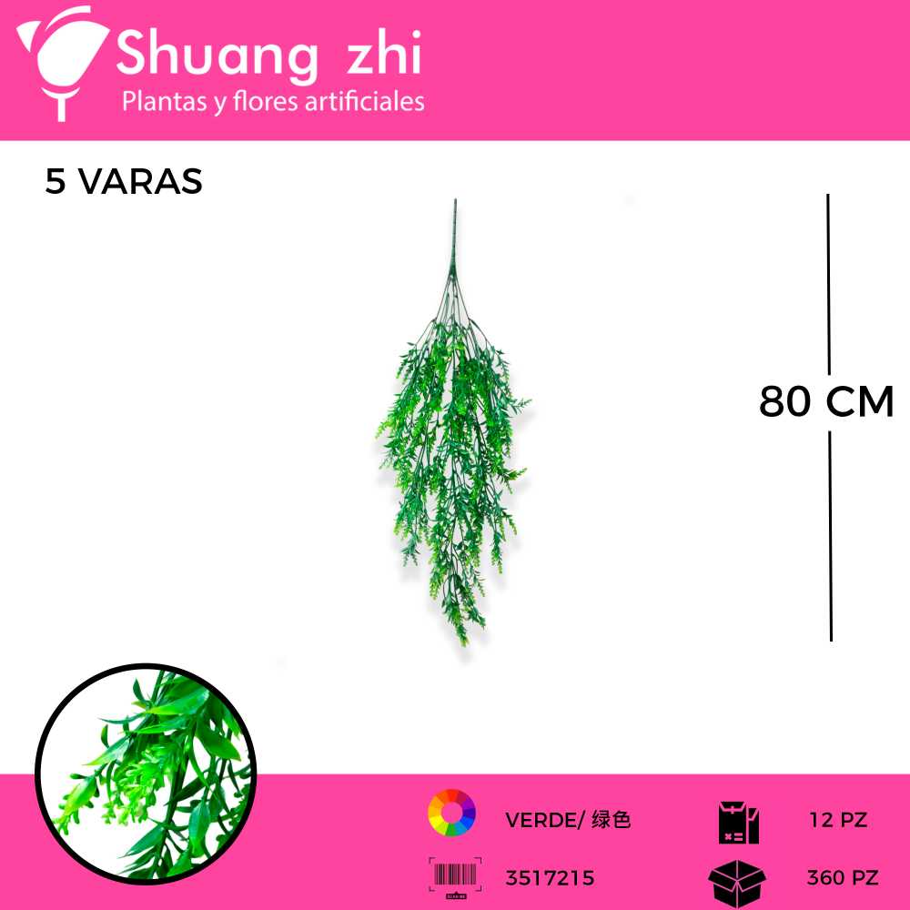 COLGANTE VERDE 5 VARAS 80 CM