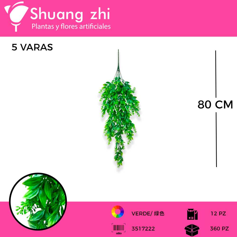 COLGANTE VERDE  5 VARAS 80 CM