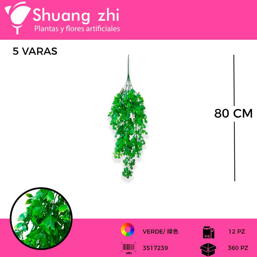 COLGANTE VERDE 5 VARAS 80 CM