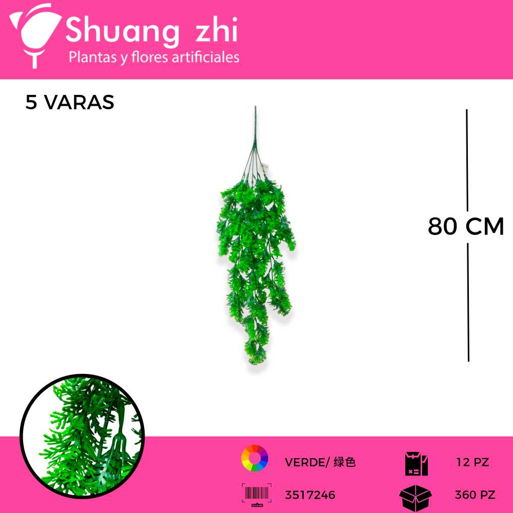 COLGANTE VERDE 5 VARAS 80 CM