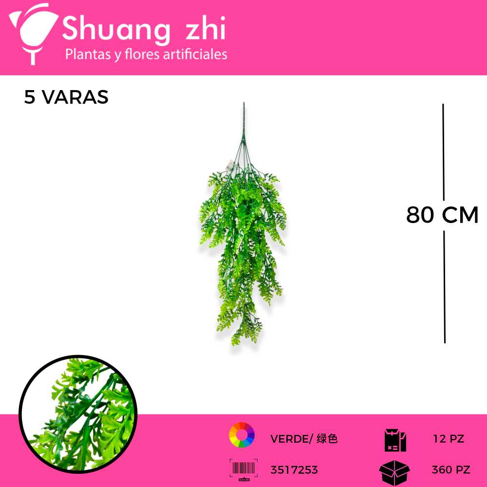 COLGANTE VERDE 5 VARAS 80 CM