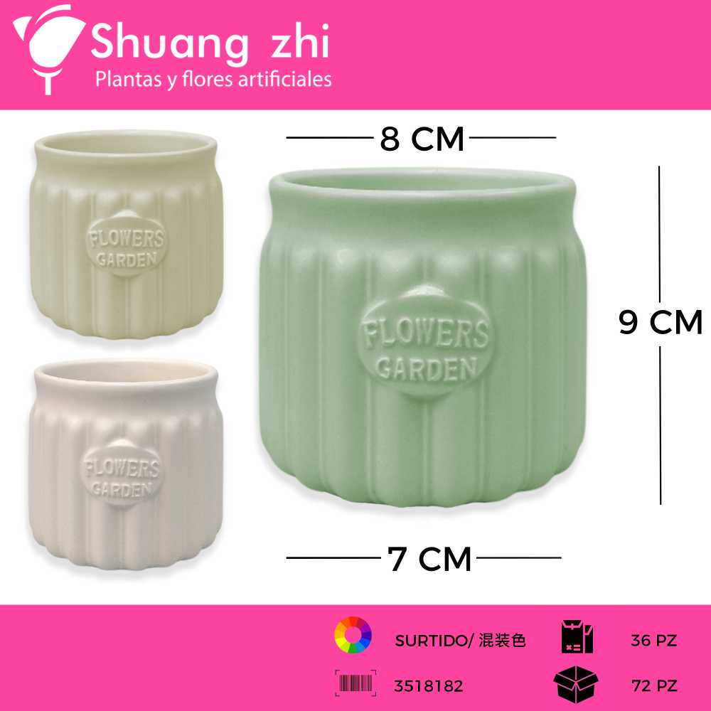 MACETA SURTIDO CERAMICA COLOR SURTIDO 9CM