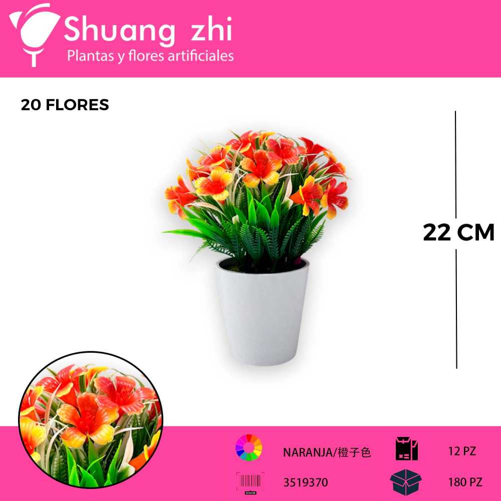MACETA MINI FLOR NARANJA 22CM