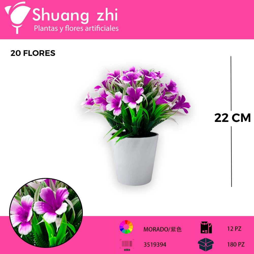MACETA MINI FLOR MORADO 22CM