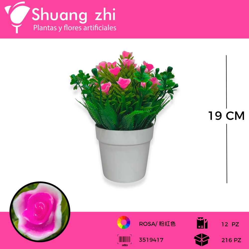 MACETA MINI FLOR ROSA 18CM