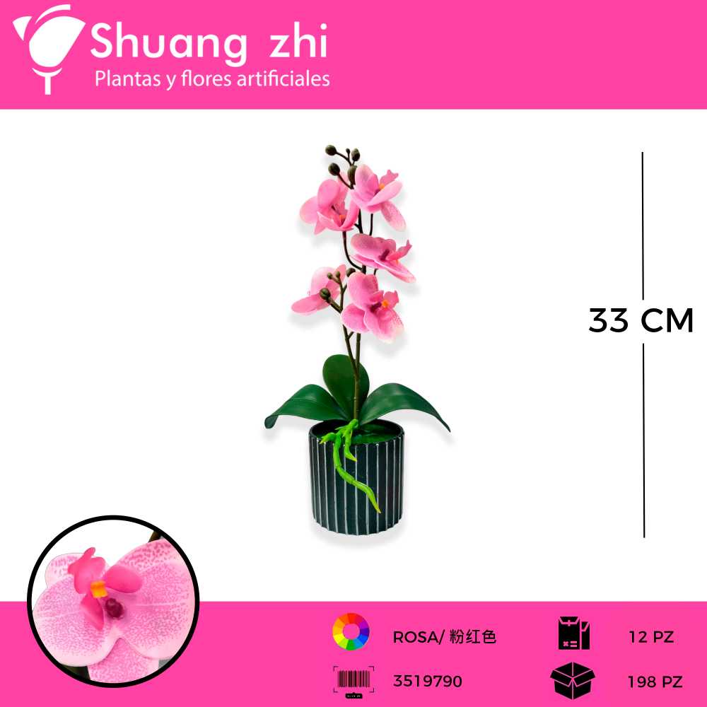 MACETA ORQUIDEA ROSA 6 FLORES 35CM