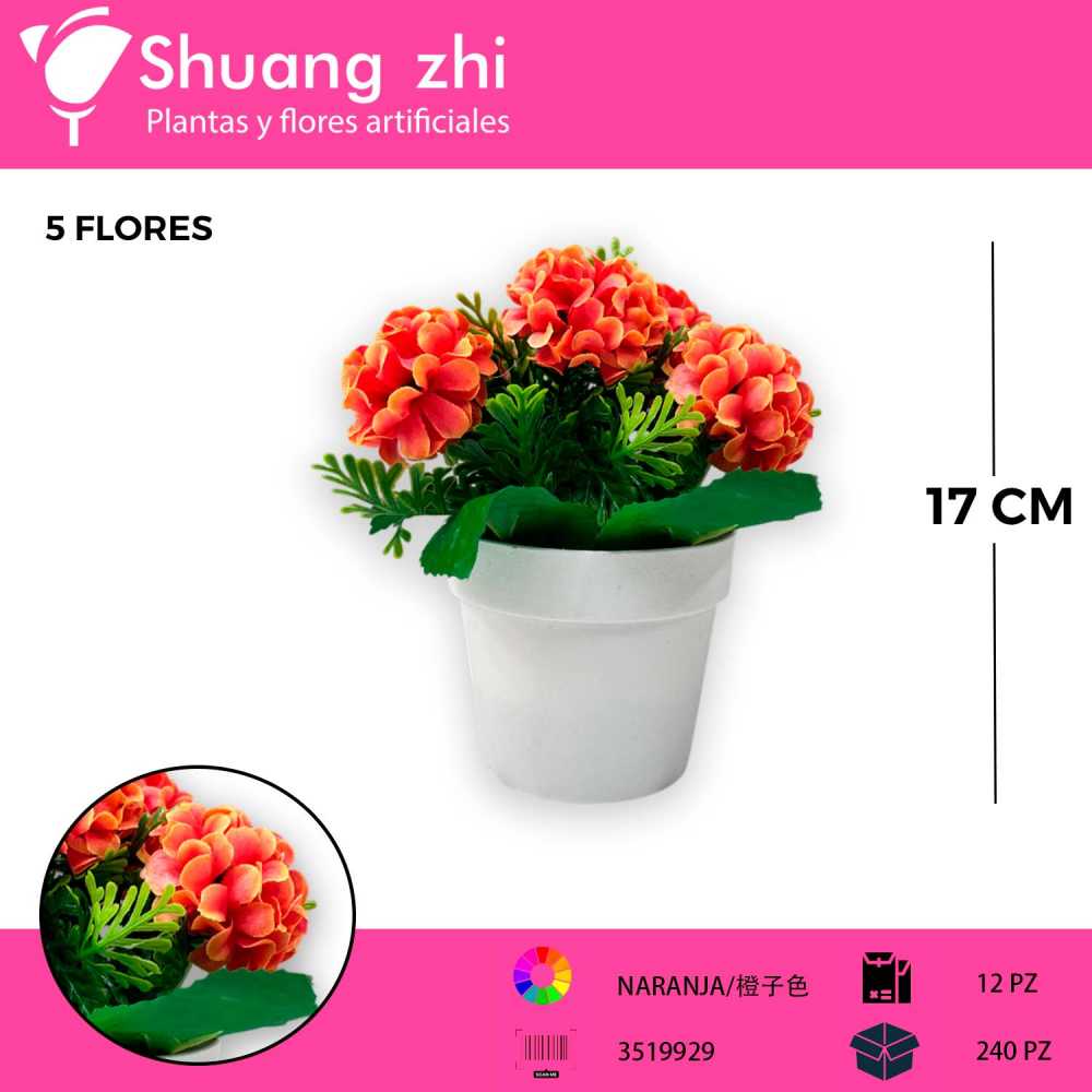 MACETA MINI CEMPASUCHIL NARANJA 17CM