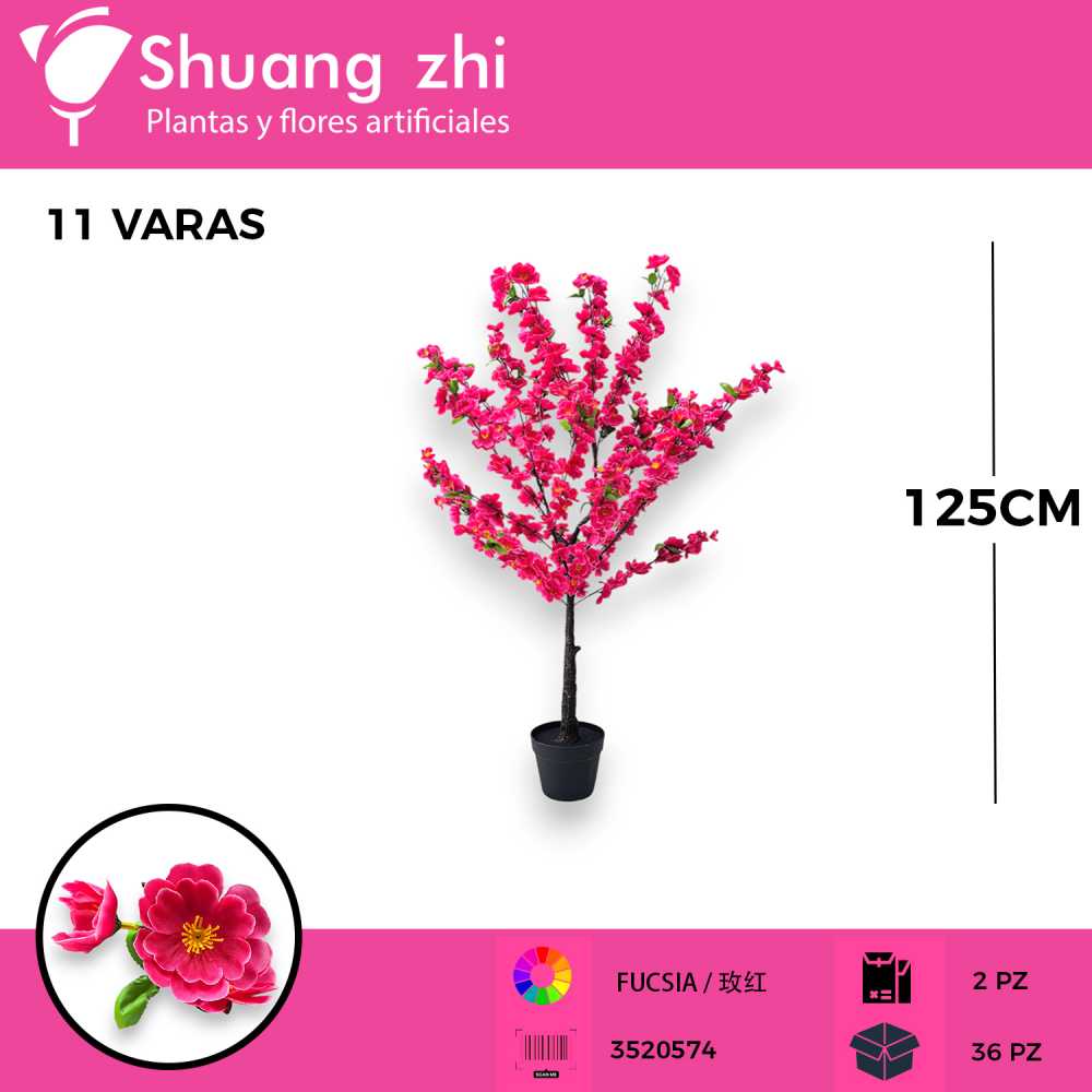 PLANTA CEREZO 11 VARAS FUCSIA CON MACETA