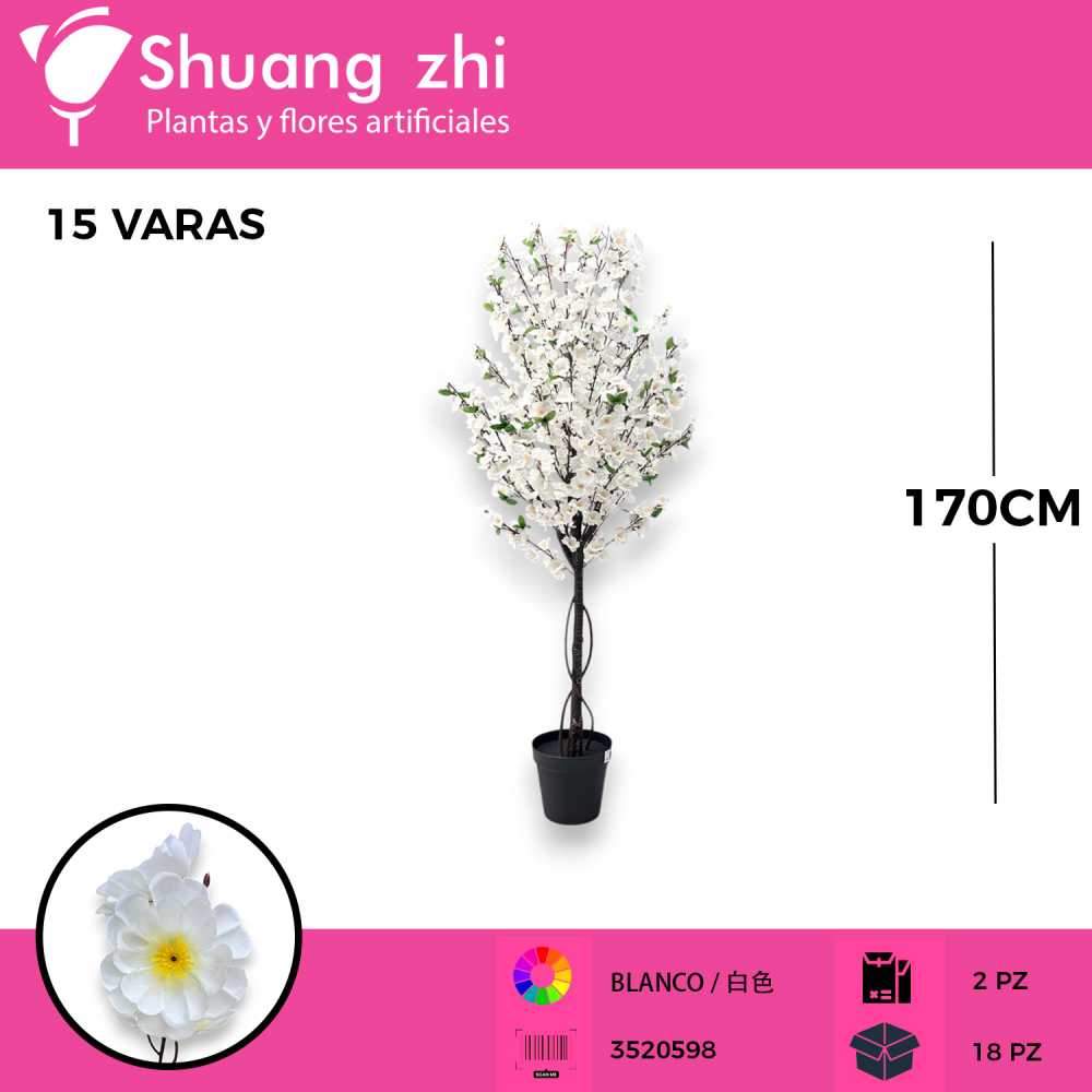 PLANTA 15 VARAS BLANCO CON MACETA