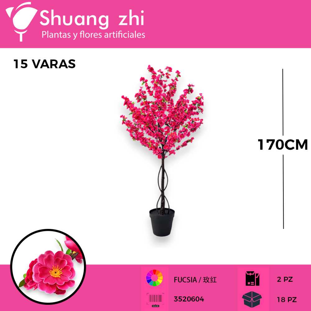 PLANTA 15 VARAS FUCSIA CON MACETA
