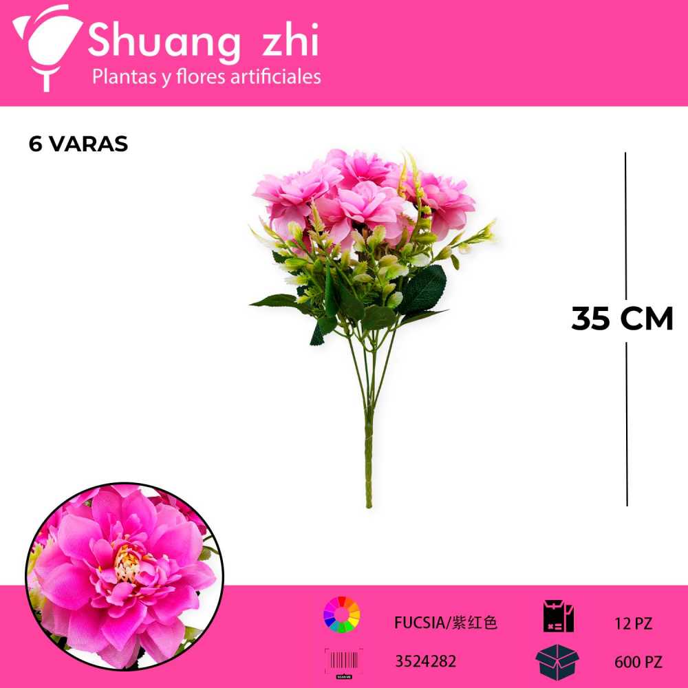 RAMO CRISANTEMO 6 VARAS FUCSIA
