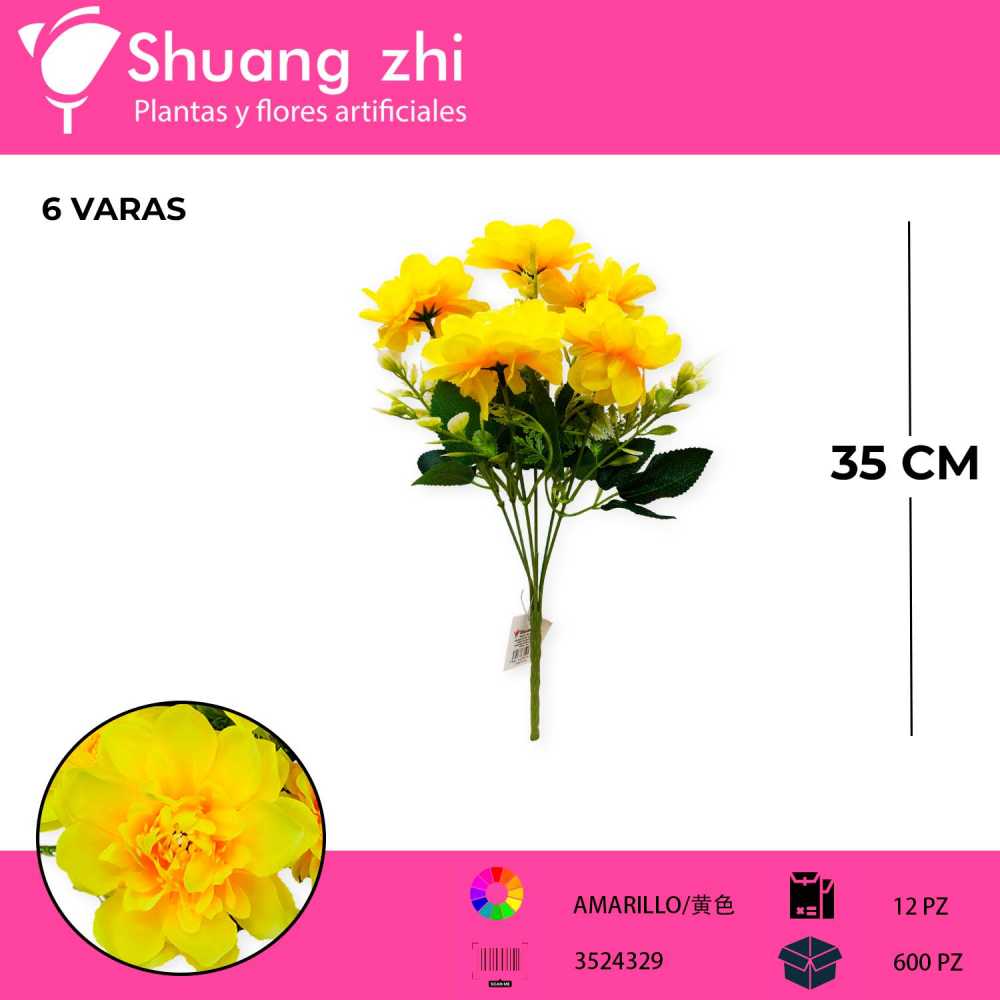 RAMO CRISANTEMO 6 VARAS AMARILLO